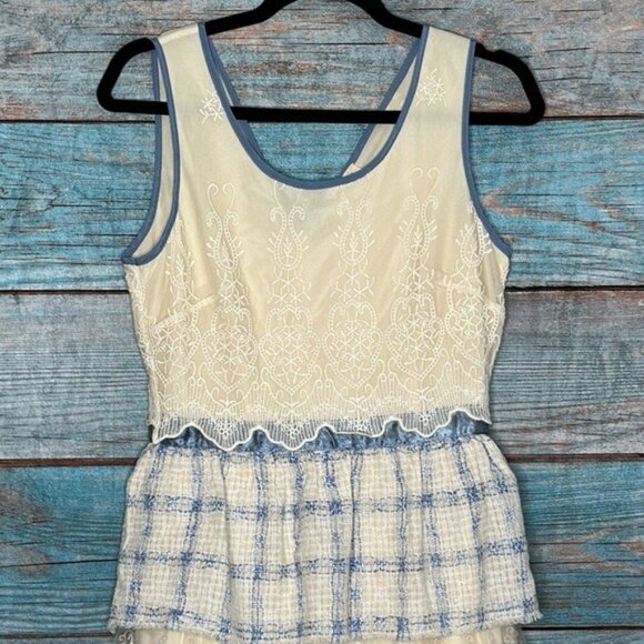 Anthropologie Ryu Multi Media Dress Lace Tweed Size S Tiered Embroidered - Picture 3 of 13